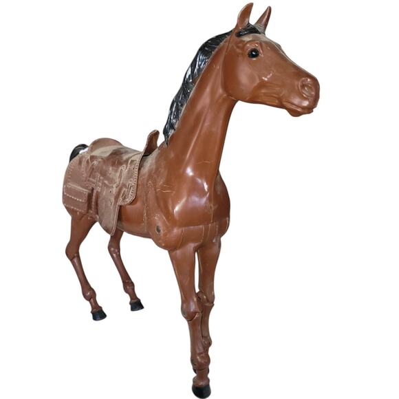 12" Vintage Model Dark Bay Horse W/Jointed Legs, Saddle ~Painted Mane & Tail - Picture 1 of 8